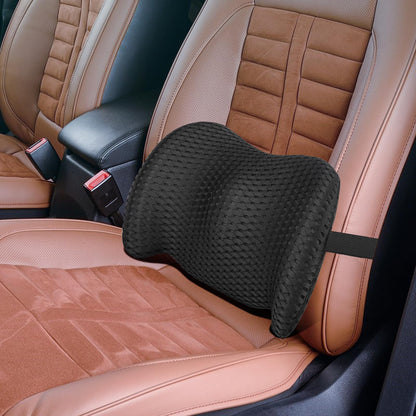 Back Support for Office Chair, Memory Foam Lumbar Pillow for Lower Back Pain Relief, Ergonomic Seat Cushion for Car, Travel, Airplane, Bed with Adjustable Strap