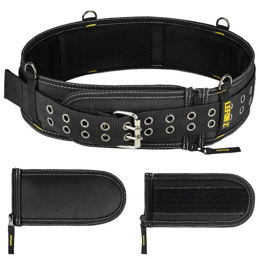 Padded Tool Belt,4-Inch Heavy Duty Tool Belts for Men with 4 Suspenders Ring,Work Belts for Electrician,Carpenter,Construction,Utility Belt,Adjustable Waist 34''-40''(Pouch not Included)