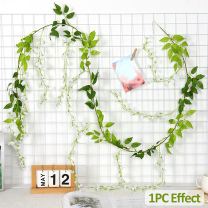 KHOYIME Wisteria Artificial Flowers Garland, 4Pcs 6.8Ft/Piece Artificial Wisteria Vine Silk Hanging Flower for Home Garden Outdoor Ceremony Wedding Arch Floral Decor (White)