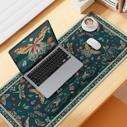 iCasso Desk Mat, 4in1 Large Mouse Pad with Wrist Rest,Green Desk Matt for Desktop,Cute Desk Pad Mat, Anti-Slip XXL Ergonomic Mousepad with Wrist Support for Keyboard and Mouse