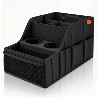 Car Seat Organizer Backseat and Passenger Seat Organizer with 9 Compartments 2 Cup Holders Car Organizer Front Seat Storage for Travel Kids，Black