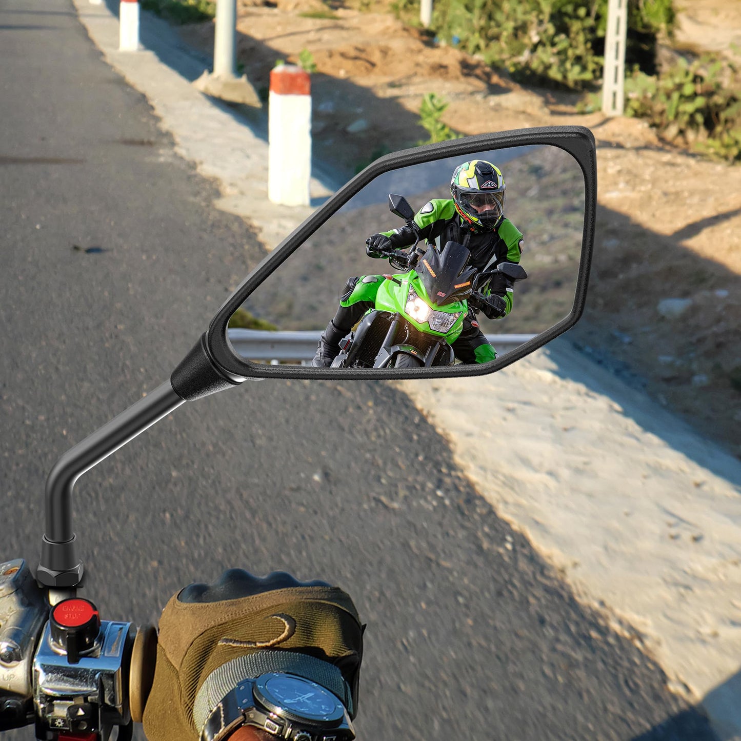 ATV Mirror, Esploratori Motorcycle Rear View Mirrors for Bike Scooter Cruiser with 8mm 10mm Bolt, 7/8" Handle Bar Mount Clamp, Side Rearview Mirrors Compatible with Yamaha Honda Kawasaki Victory