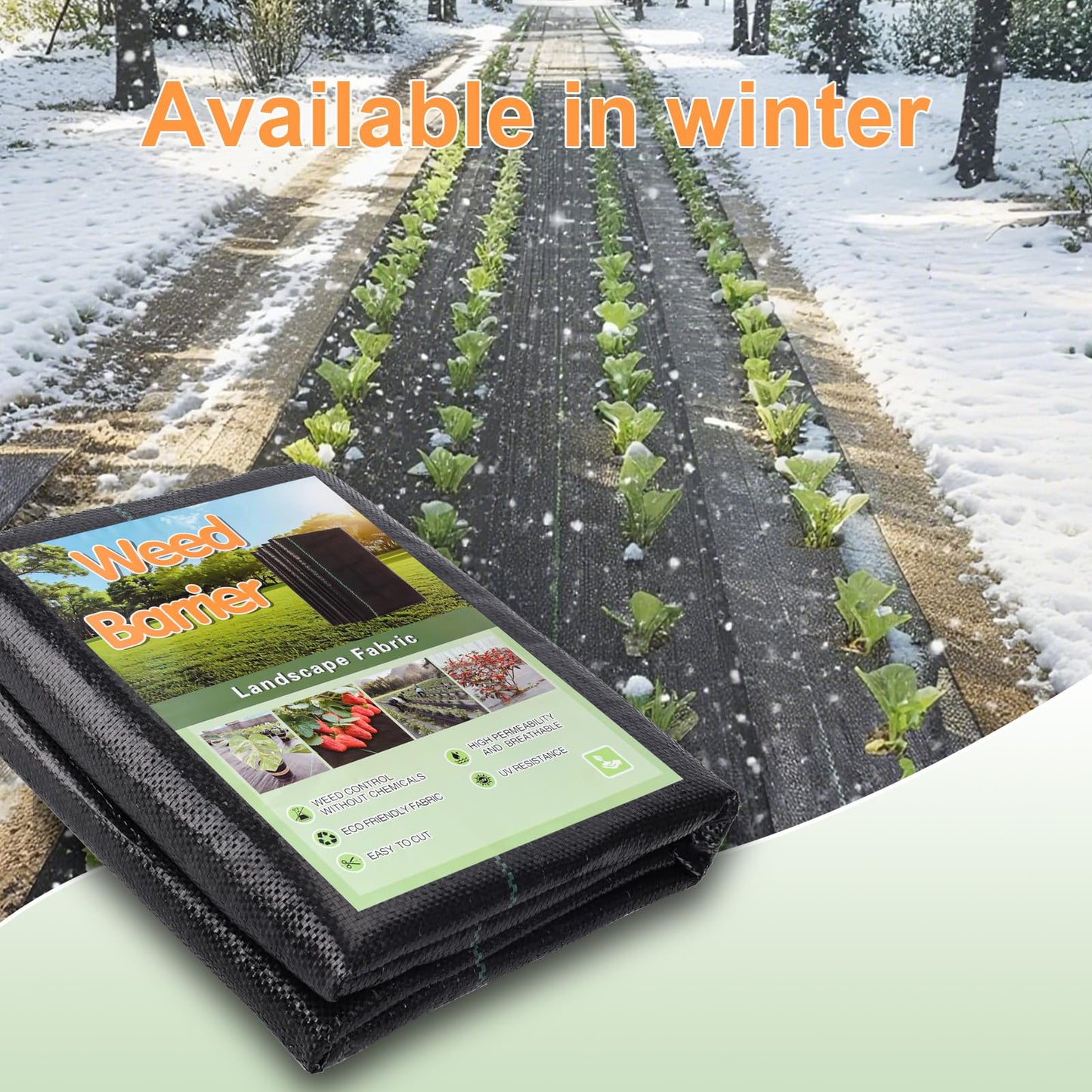 4x50Ft Weed Barrier Landscape Fabric Heavy Duty Ground Cover Fabric Block, 3.2oz Gardening Fabric Mat Garden Cloth Felt for Flower Bed, Patio, Orchard, Playground