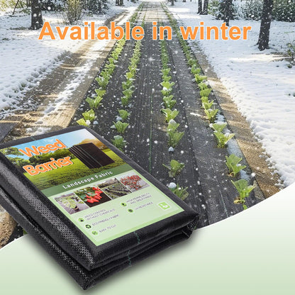 4x50Ft Weed Barrier Landscape Fabric Heavy Duty Ground Cover Fabric Block, 3.2oz Gardening Fabric Mat Garden Cloth Felt for Flower Bed, Patio, Orchard, Playground
