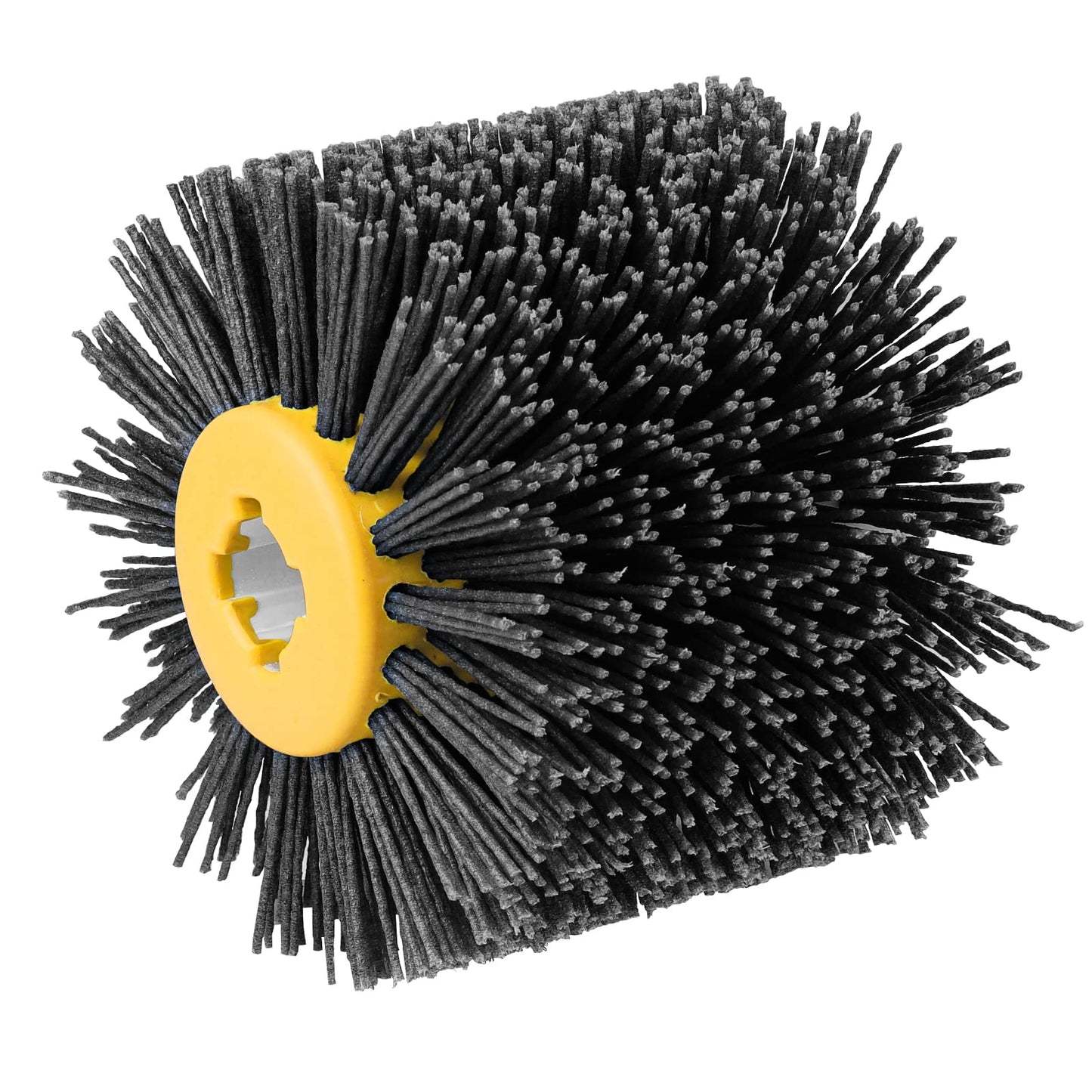Shineboc Abrasive Nylon Wire Drawing Brushes, 120 Grit 120x100mm Wheel Drum Burnishing Tool Polishing Brush Wooden Wheels for Wood Furniture Working Surface Conditioning Tool (120 Grit)