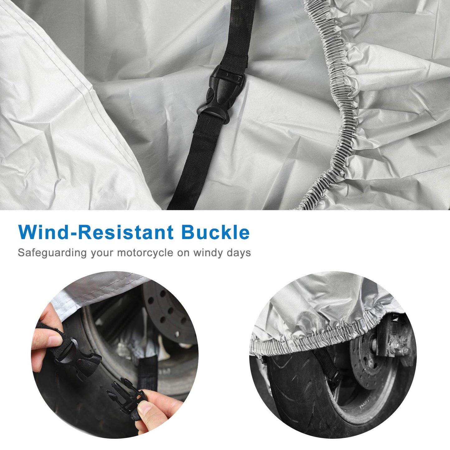 Motorcycle Cover Waterproof Outdoor, Motorbike Cover XL with Storage Bag Indoor Outdoor Snow Dust Sun UV Protection - 96x41x49inch