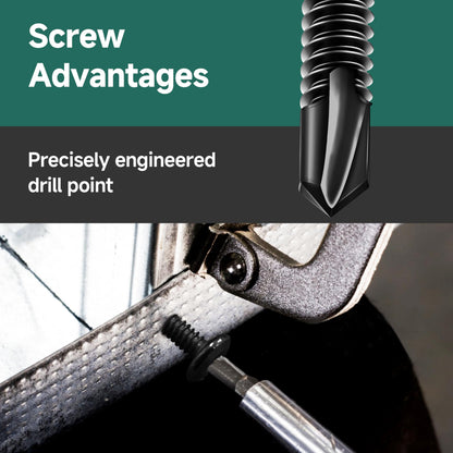 EASTPUK 100Pcs 10 x 2 Sheet Metal Screws, Stainless Steel Flat Head Socket Cap Self Drilling Screw, Allen Socket Drive Black Oxide, Self Tapping Screws with Drill Bit