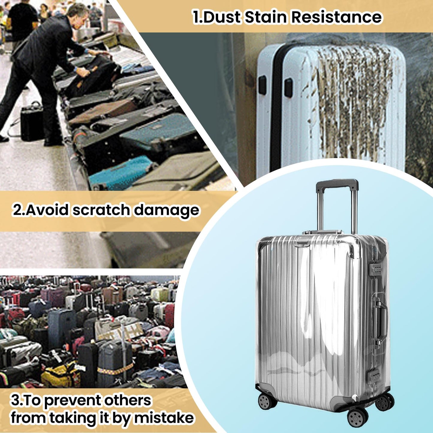 Luggage Covers for Suitcase PVC Suitcase Cover Waterproof Luggage Protector Cover Clear Luggage Covers for suitcases Protector 0.6mm Thickening for Travel Fits 24 Inch Luggage