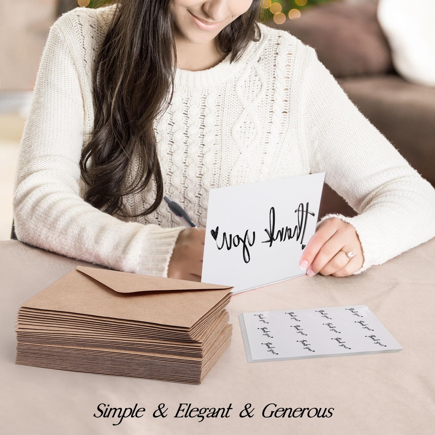 Wyltora 100 Thank You Cards, 4 x 6 inches, with Envelopes and Stickers, Bulk Pack for Wedding, Baby Shower, Bridal Shower, Graduation, Business, Party