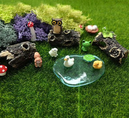 QuarenDen 40 Pcs Miniature Fairy Garden Accessories, Fairy Door, Miniature Tree Stumps and Tiny Resin Animal with Moss for DIY Craft, Outdoor Yard, Lawn, Fairy Garden Decor