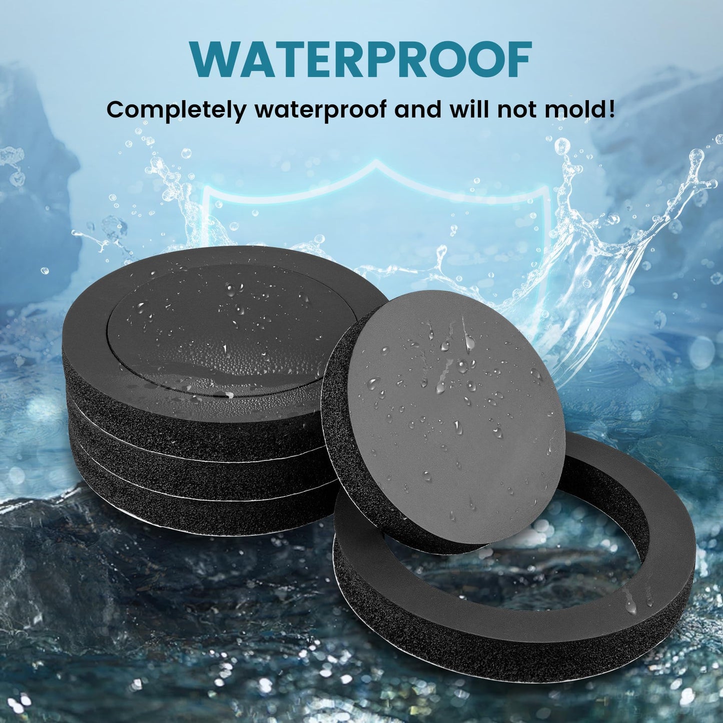 NuIth 6.5 inch Speaker Foam Rings, 6.5”Foam Speaker Enhancer, High Rebound Sponge Bass Blocker Kit, Self Adhesive Car Door Speaker Foam Baffles Enhancer, 4PCS