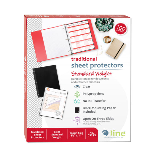 C-Line Traditional Polypropylene Sheet Protectors, 8.5 x 11-Inch, Clear, 100 Per Box (03213)
