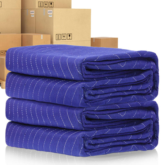 Moving Blankets, 40 x 72 inches Heavy Duty Packing Blankets for Protecting Furniture Professional Quilted Shipping Furniture Pads, Padded Mover Blankets (Blue, 2-Pack)