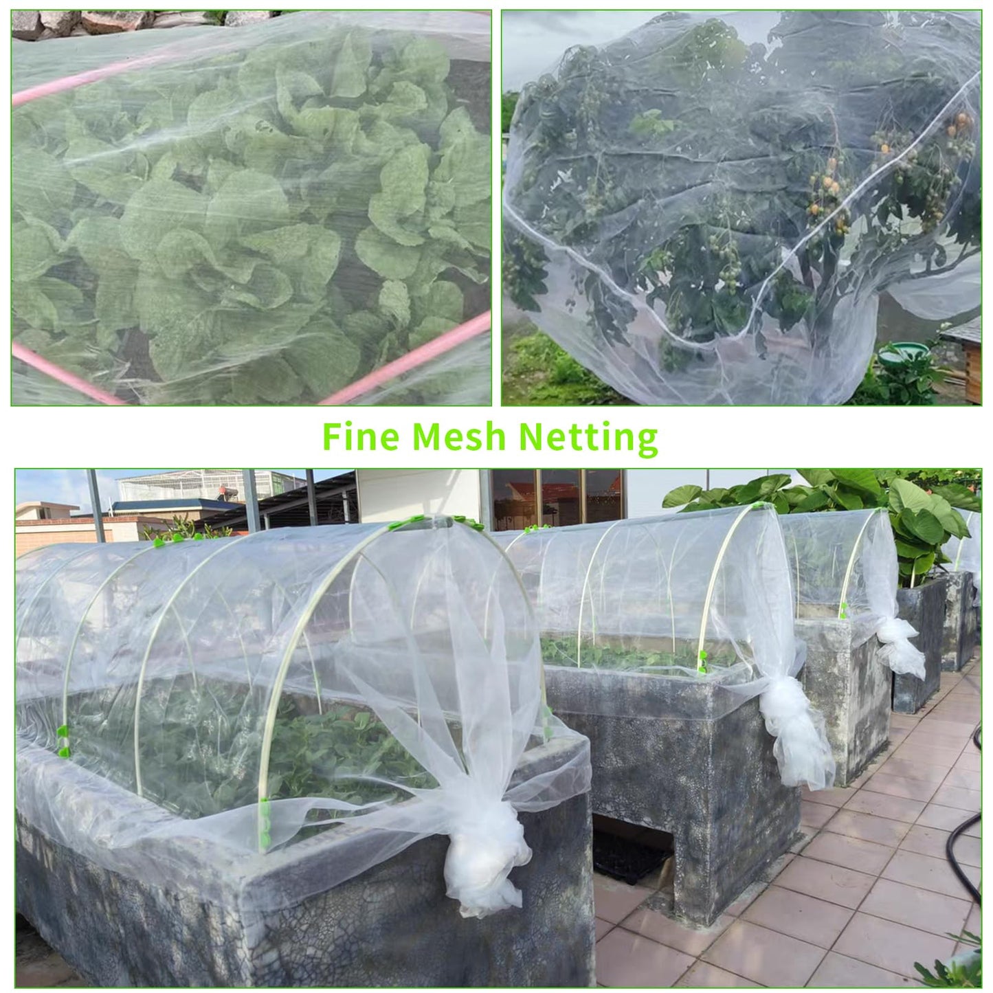 Garden Insect Netting, Fine Mesh Garden Mosquito Bug Net for Vegetables, Flowers, Fruits, Plants (10 x 50FT)