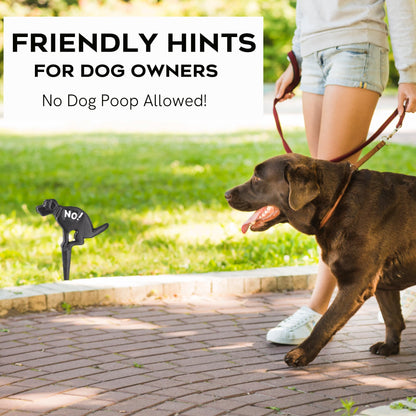 No Pooping Yard Signs, Prefdo 2 Pack Cast Iron No Dog Poop Signs, Keep Your Dog Off Grass Signs, No Peeing or Pooping Dog Signs for Outdoor Yard Lawn Garden (Black)