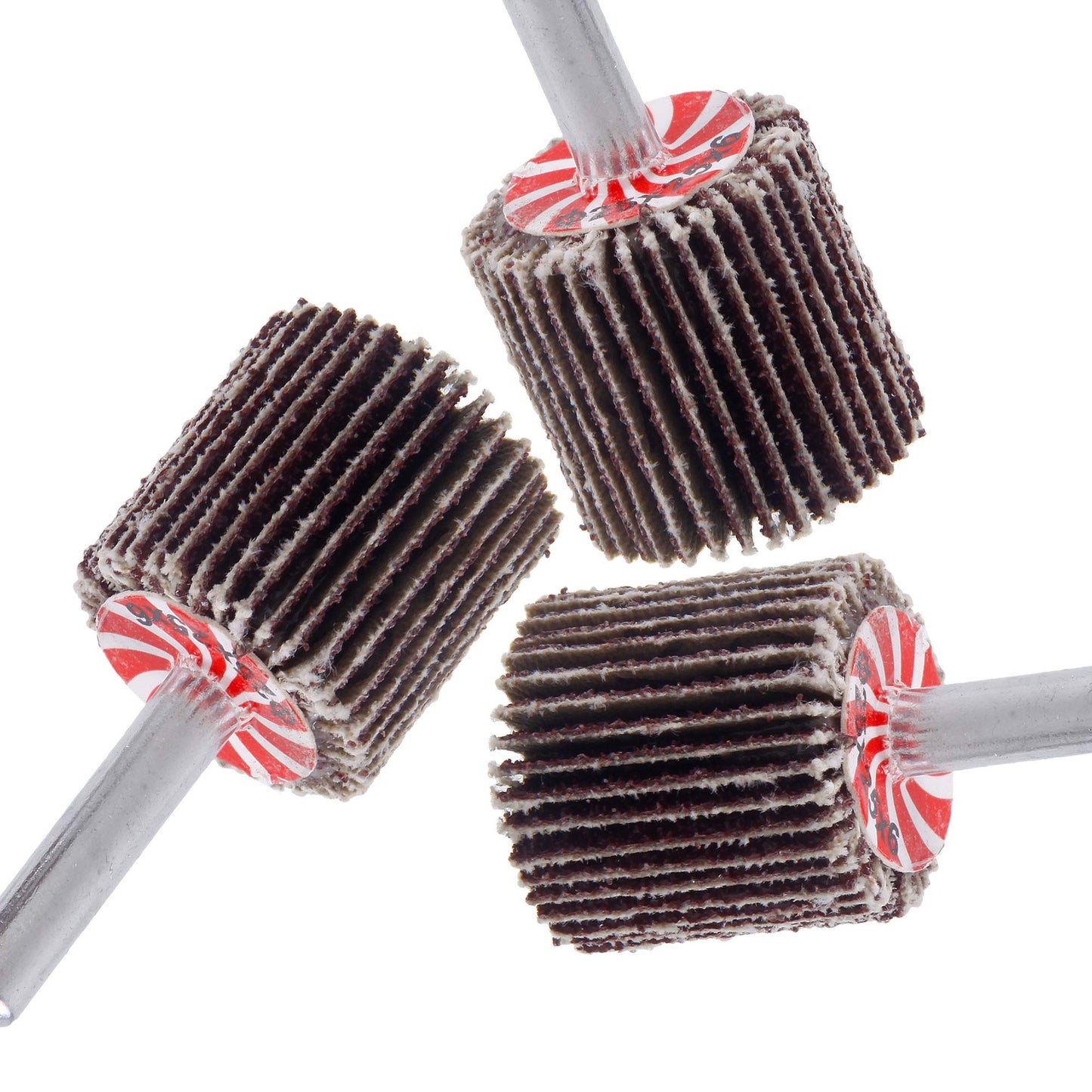 Mixiflor 50 Pack Abrasive Flap Wheel Sande,1" x 1" x 1/4" Shank Mounted Flap Wheels,80 Grit Aluminum Oxide for Remove Rust and Weld Burr,1/4 Shank Fits All Drills