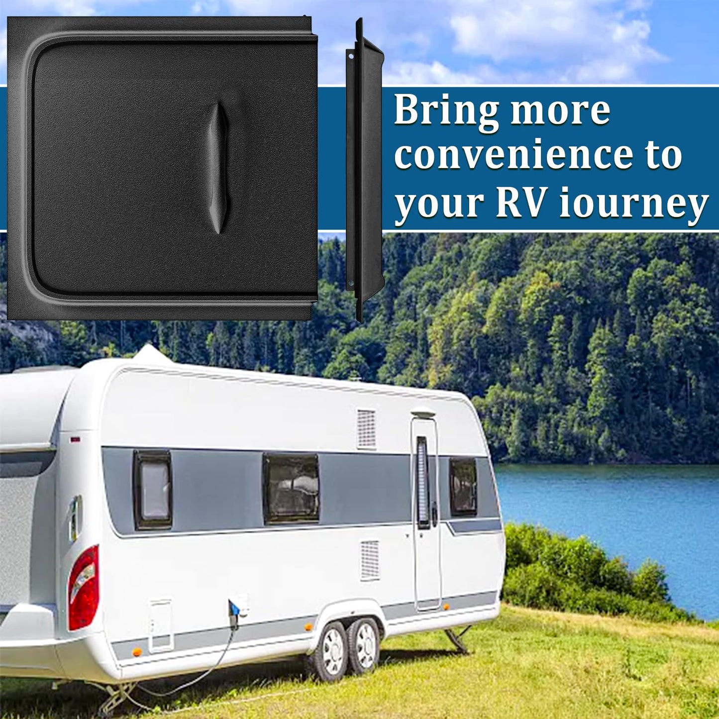 RV Screen Door Slider, 12" White Panel Fits RV, Trailer, Camper, Motor Home, Cargo Trailer (Black)