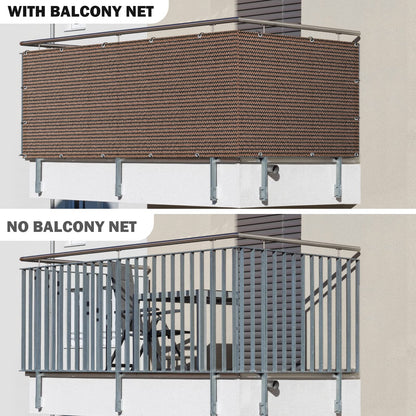 UIRWAY Privacy Screen Balcony Fence 3'x10', Garden Courtyard Privacy Fence Screen with Zip Ties UV Protection, for Animal Barriers, Decks, Patios, Outdoor Pools, Porches, Condo Railings - Brown