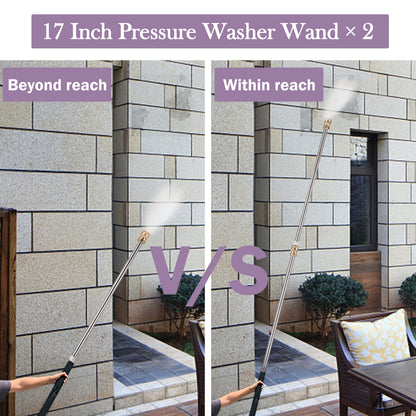 JOEJET Power Washer Extension Wand, 17 Inch Stainless Steel Pressure Washer Lance with 1/4 Inch Quick Connect, 2 Pack