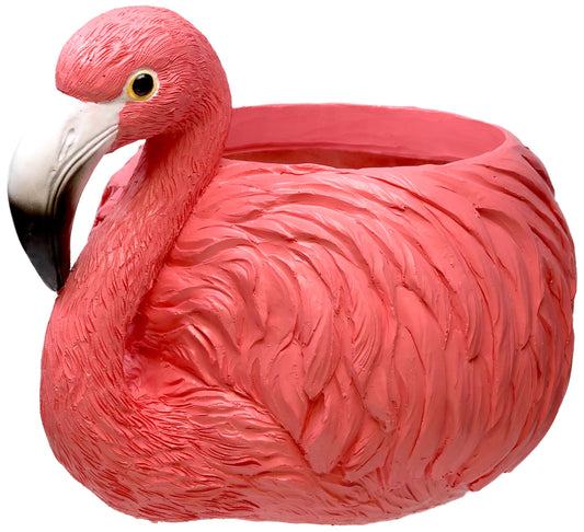 Spoontiques Flamingo Flower Pot - Decorative Flower Pots for Indoor and Outdoor Use - Hand Painted Resin Plant Pot - Home and Garden Décor