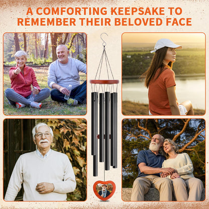 Memorial Wind Chimes Outdoor Personalized 32 Inch Sympathy Gifts Wind Chimes for Loss of a Loved One Bereavement Remembrance Keepsake with Photos for Condolences Loss of Father Mother Son Daughter