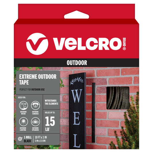 VELCRO Brand - Industrial Strength Extreme Outdoor | Heavy Duty, Superior Holding Power on Rough Surfaces | Tape – 10ft x 1in | Black