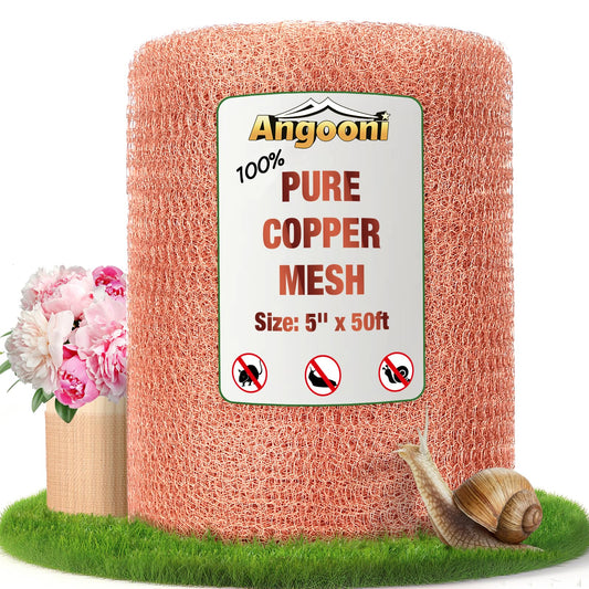 Angooni Copper Mesh,Pure Copper Wire Mesh 5in x 50ft Premium Copper Mesh Ideal for Hole Blocking, Rustproof Pure Copper Mesh Roll