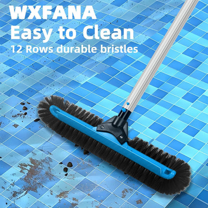 WXFANA 51cm Wide Pool Brush Head, Extra-Large Pool Brush Heavy Duty Pool Cleaning Brush with 12-Rows Bristles, Inground/Above Ground Pool Brushes with Curved Ends,Sturdy EZ Clip Handle (No Pole)