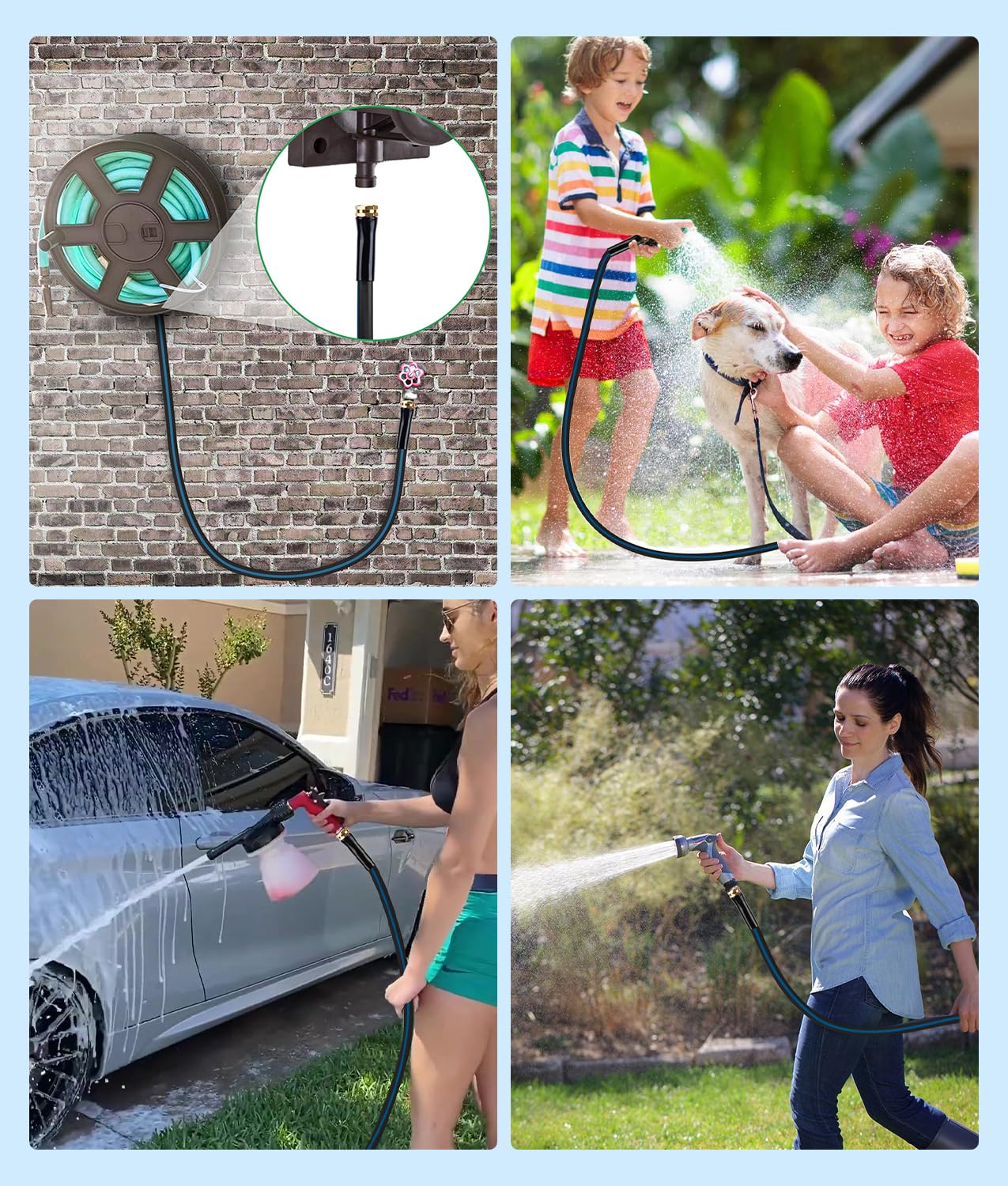 Short Garden Lead-in Hose 6ft X 5/8" Female to Female, 6 Feet Flexible Leader Water Hose with Swivel Handle, Heavy Duty Small Garden Water Hose for Outdoor Indoor