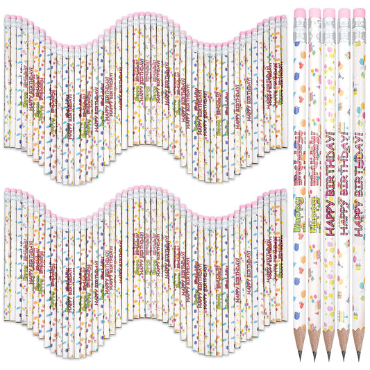 150 Pieces Happy Birthday Pencils Colorful Printed Birthday Pencils with Top Erasers Perfect For Teachers Class Reward BirthdayParty Kids Gifts Supplies