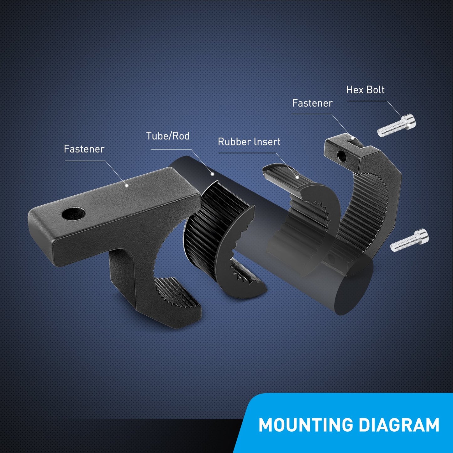 Nilight LED Light Bar Mounting Bracket Kit LED Off-Road Light Horizontal Bar Tube Clamp Roof Roll Cage Holder,2 Years Warranty