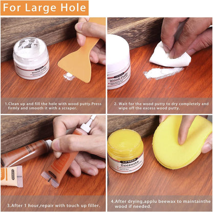 Lifreer Wood Furniture Repair Kit, High-Performance Wood Filler, Wood Putty with Beeswax - Hardwood Floor Scratch Repair Kit for Scratch, Cracks, Hole, Laminate, Table, Door