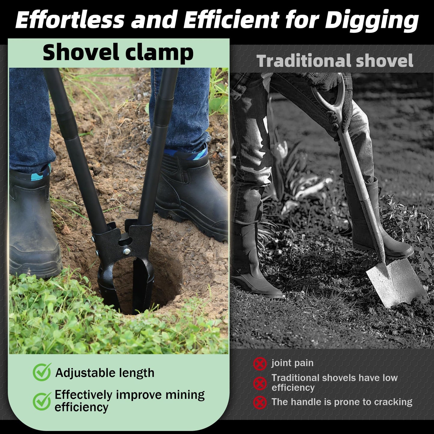 Post Hole Digger,54 Inch Heavy Duty Metal Hole Digger Tool for Digging,Grey Manual Tool for Transplant, Camping,Gardening.