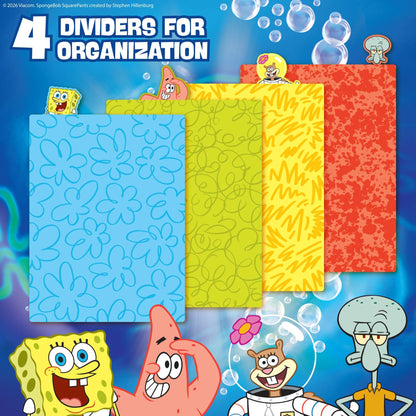 Spongebob Squarepants™ Squishy Tab Journal, 6 x 8 in. Fidget Notebook with Interactive Tactile Liquid Cover, 4 Tab Dividers, 80 Lined Sheets, Great Spongebob School Supplies or Office Stationery