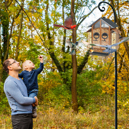 TayePin Bird Feeders for Outdoors Hanging, Metal Wild Bird Feeders with Double Suet Cage, 4LBS Large Capacity for Outside Garden Waterproof, ldeal Gifts for Birds Watching Finch Cardinal, Brown