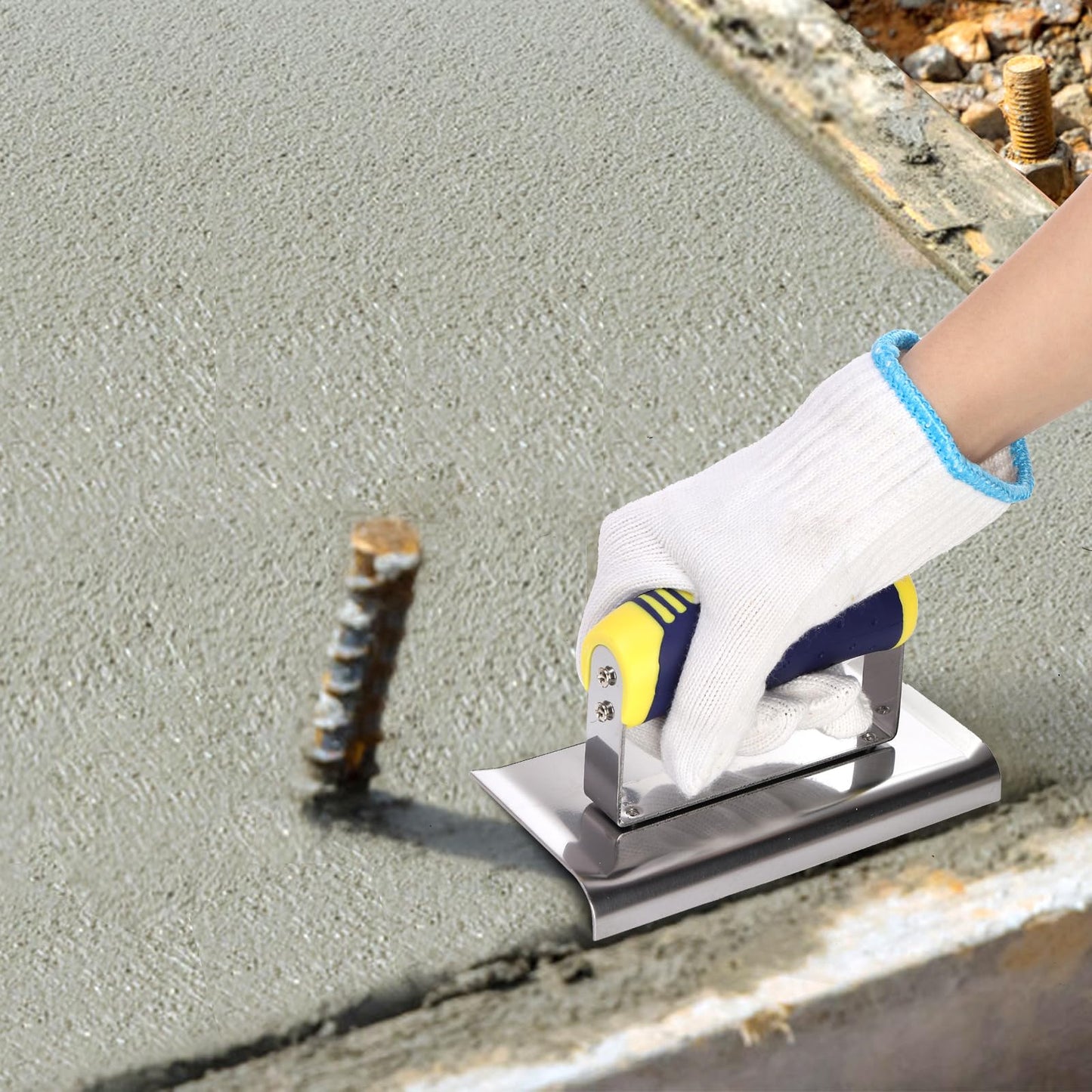 Peohud 2 Pieces Concrete Tool Set, 6" x 3" Stainless Steel Concrete Edger and Groover Trowel, Masonry Cement Finishing Kit for Smoothing, Cutting, Concrete Finishing Trowel Tools