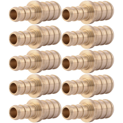 Sharkbite 3/8 Inch x 1/2 Inch Crimp Reducing Coupling, Brass Plumbing Fitting, PEX Pipe, PE-RT, UC009LF, Pack of 10