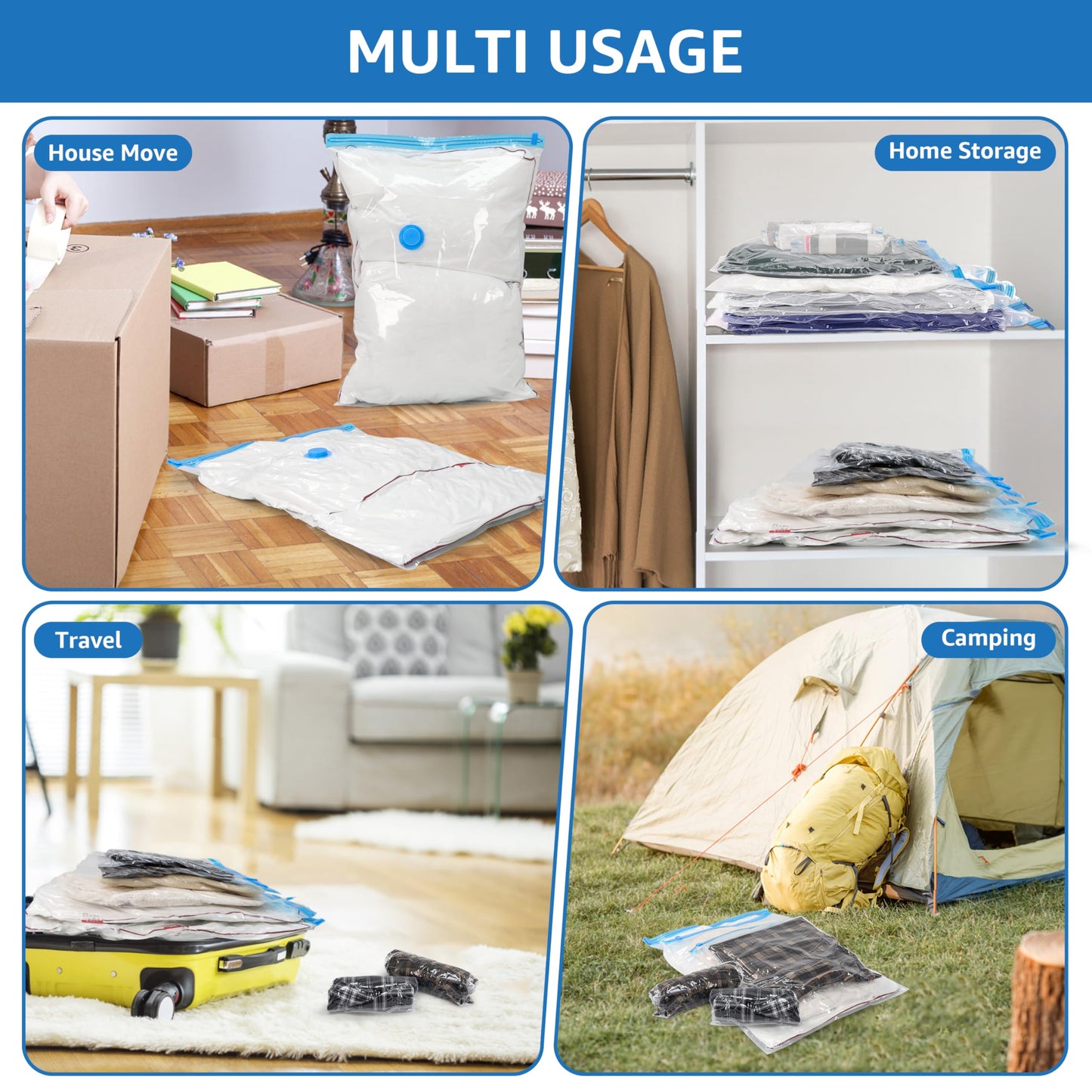 Simple Deluxe 20 Pack Vacuum Storage Bags (4 Jumbo/4 Large/4 Medium/4 Small/4 Roll M) Space Saver Bags, Vacuum Seal Bags with Hand Pump for Comforters, Blankets, Bedding, Pillows and Clothes
