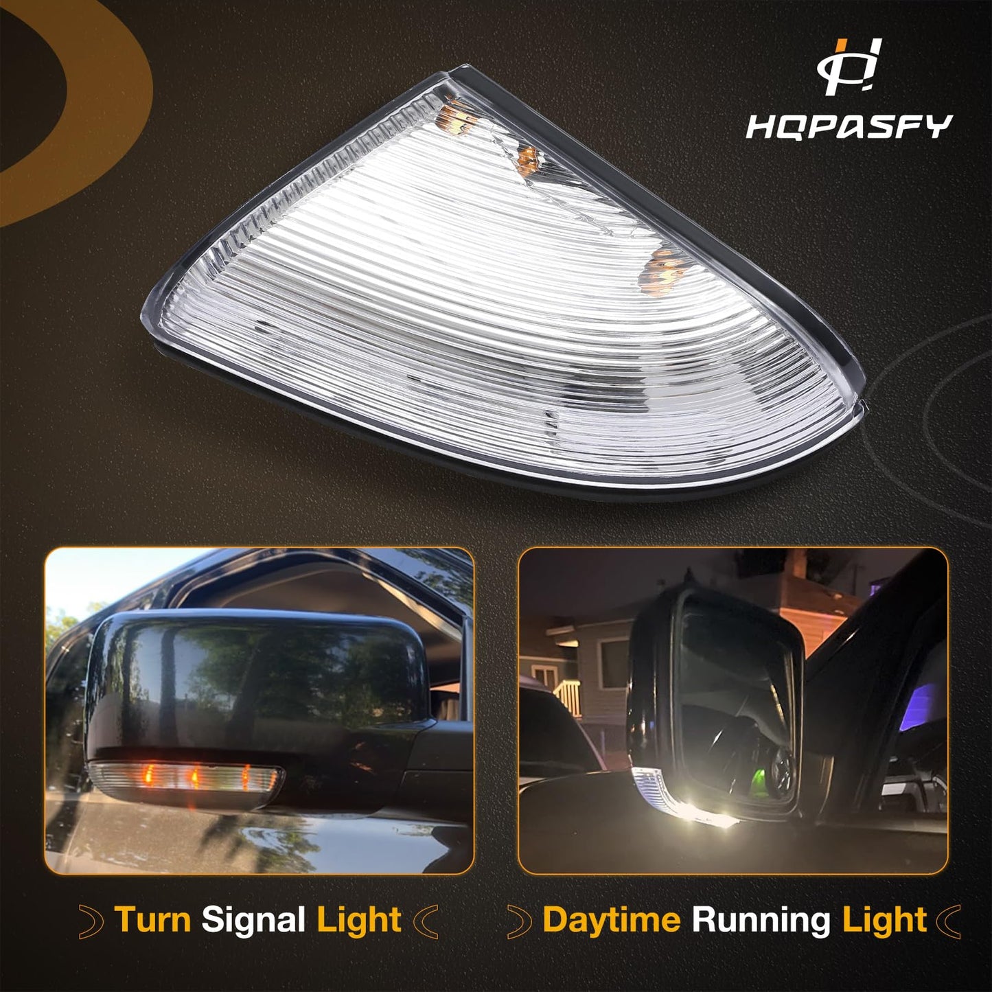 Mirror Turn Signal Light Front Right Passenger Side, Compatible with Dodge 2009-2018 Ram 1500/2010-2018 Ram 2500, LED Puddle Light Lamp Replace# 68064948AA