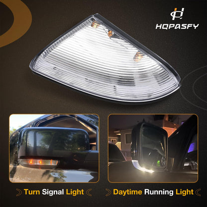 Mirror Turn Signal Light Front Right Passenger Side, Compatible with Dodge 2009-2018 Ram 1500/2010-2018 Ram 2500, LED Puddle Light Lamp Replace# 68064948AA