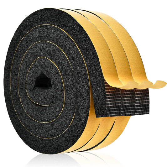 Supkiir 3 Rolls Weather Stripping Foam Tape, 20 Feet Self Adhesive Weather Stripping Door Seal Strip, High Density Foam Sealing Strip for Door Window Insulation Soundproof (1”W x 1”T)