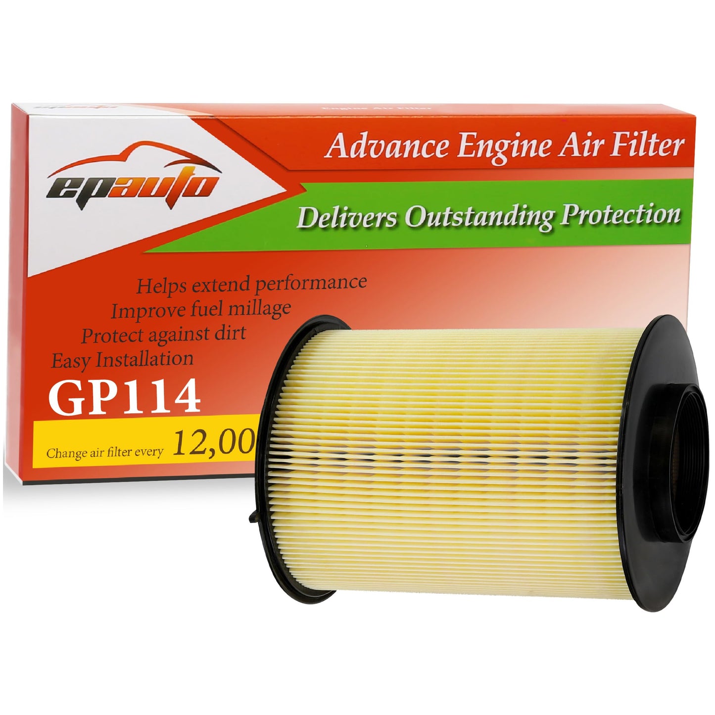 PAuto GP114 (CA11114) Engine Air Filter Replacement for Ford Escape 1.5L/1.6L/2.5L (2012-2020), Focus (2008-2018), Transit Connect 1.6L (2014-2016), Lincoln MKC (2015-2019)