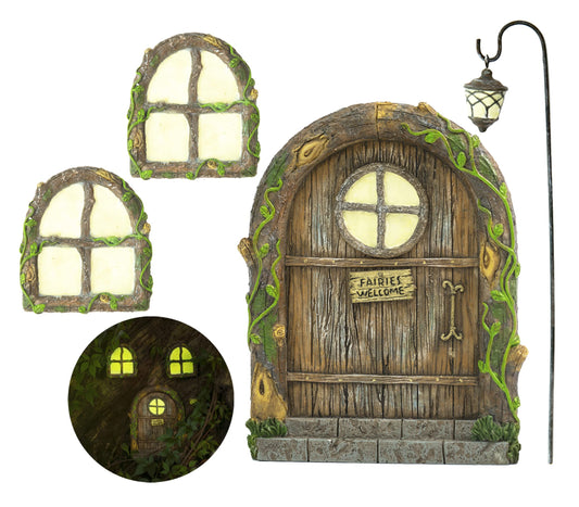 Fairy Door and Garden Kit - Outdoor Accessories for Trees, Gnome House, Decor