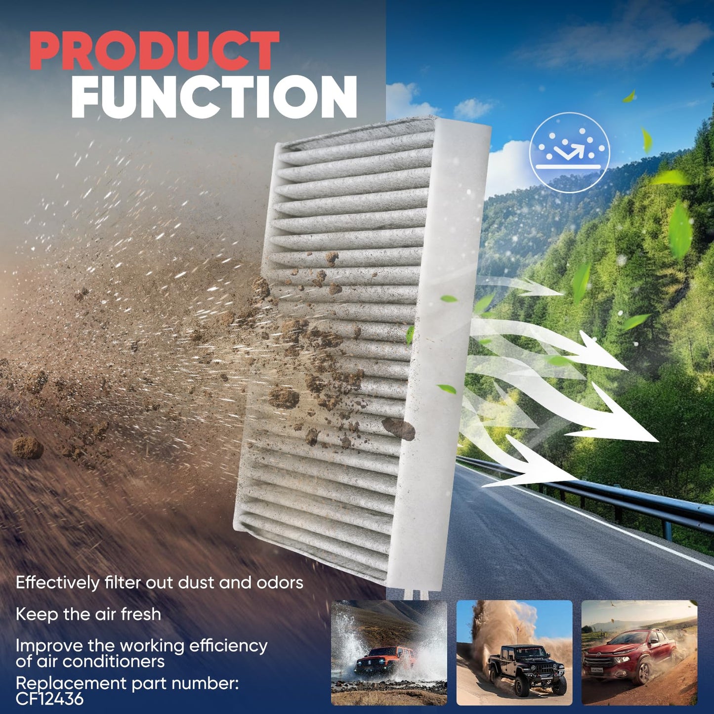 CF12436 Cabin Air Filter, Cabin Air Filter Compatible with Subaru 2019-2025 Ascent 2018-2024 Crosstrek 2017-2023 Impreza 2020-2025 Legacy 2020-2025 Outback