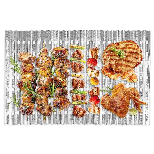Roponan Disposable Aluminum Grill Liners, 20 Pack, 12" x 20" Rollable Grill Sheets for Grill Grates of Outdoor Charcoal BBQ