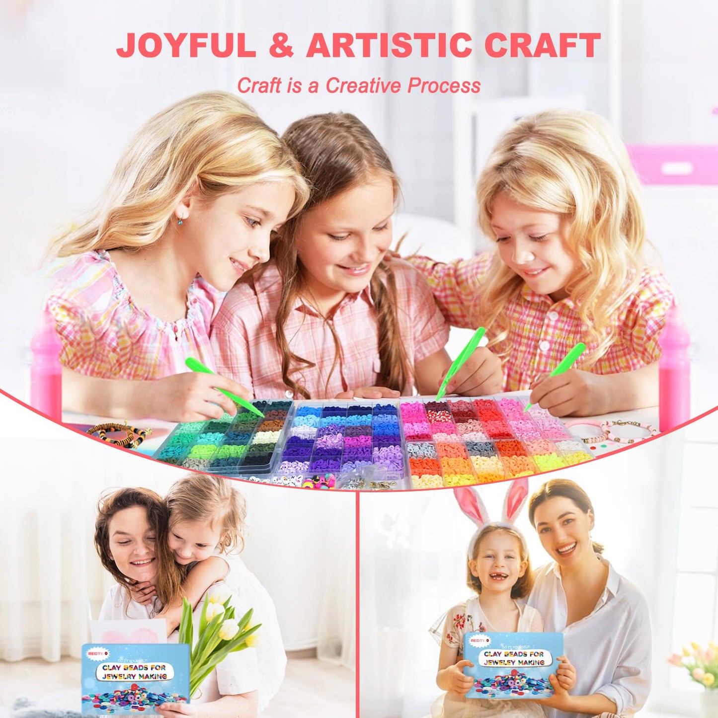 Redtwo 23000 Pcs Clay Beads Bracelet Making Kit, 144 Colors 7 Boxes Friendship Bracelet Kit Flat Polymer Heishi Beads for Jewelry Making, Gifts for Teen Girls Crafts for Girls Ages 6-12