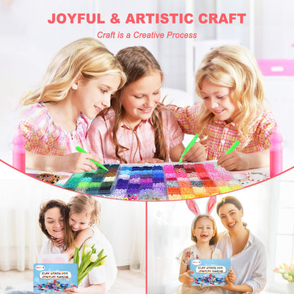 Redtwo 23000 Pcs Clay Beads Bracelet Making Kit, 144 Colors 7 Boxes Friendship Bracelet Kit Flat Polymer Heishi Beads for Jewelry Making, Gifts for Teen Girls Crafts for Girls Ages 6-12
