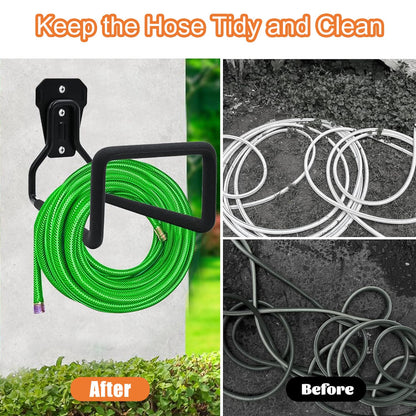 Garden Hose Holder, Metal Heavy Duty Water Hose Holder Wall Mount,Garden Hose Hanger, Durable Hose Hook Up to 150 Feet for Water Hose,Extension Cords for Outside Yard,Garage （2 Pcs