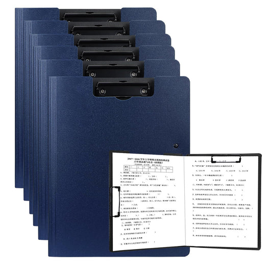 Clipboard Folder, 6 Pack A4 Foldable Clipboards File Folder Flip Writing Pad for Memo Form Document & School Office Work - Dark Blue