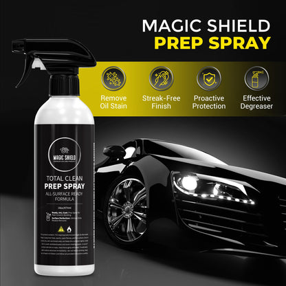 Magic Shield Prep Spray – New 75% Formula | Ideal for Ceramic Coating Prep | Wax & Grease Remover for Auto Detailing | Ultimate Surface Cleaner - 16oz